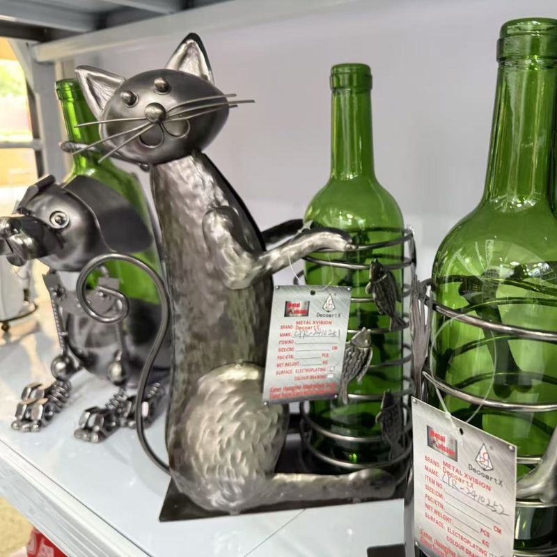 metal iron cat wine bottle holder